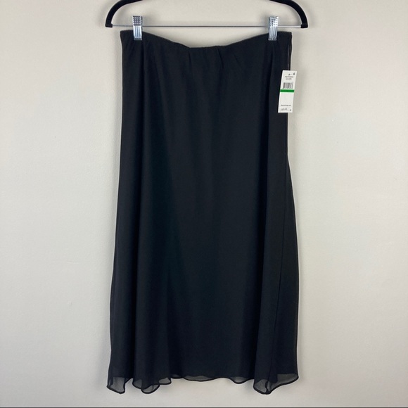 Alex Evenings Georgette Tea Length Black A Line Skirt Size Large / L - Picture 2 of 5